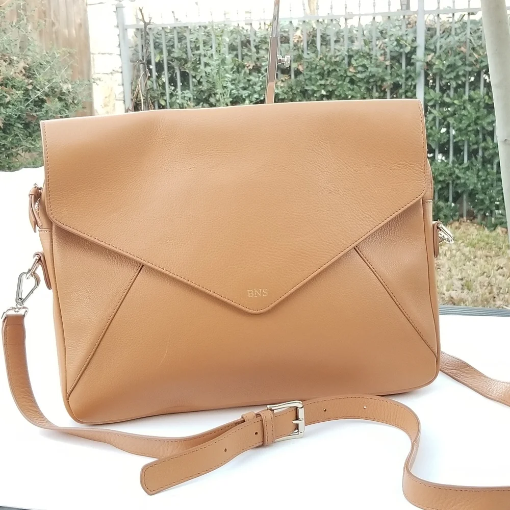 Mark & Graham Tan Laptop Crossbody Bag